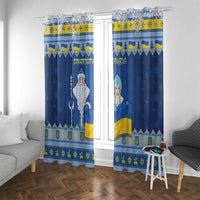 Ukraine Christmas Window Curtain Ded Moroz And Snegurochka - Wonder Print Shop
