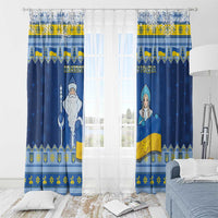 Ukraine Christmas Window Curtain Ded Moroz And Snegurochka - Wonder Print Shop