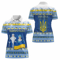 Ukraine Christmas Women Polo Shirt Ded Moroz And Snegurochka - Wonder Print Shop