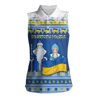 Ukraine Christmas Women Sleeveless Polo Shirt Ded Moroz And Snegurochka - Wonder Print Shop