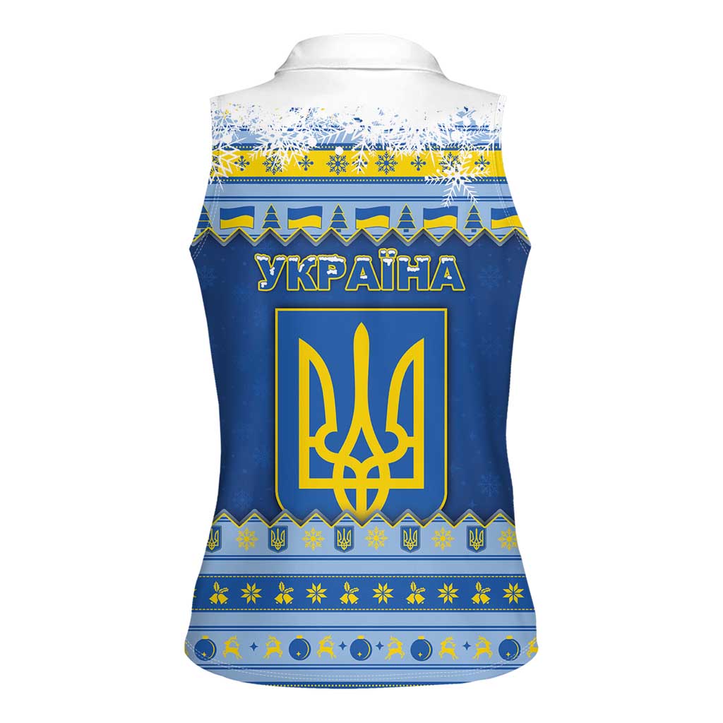 Ukraine Christmas Women Sleeveless Polo Shirt Ded Moroz And Snegurochka - Wonder Print Shop