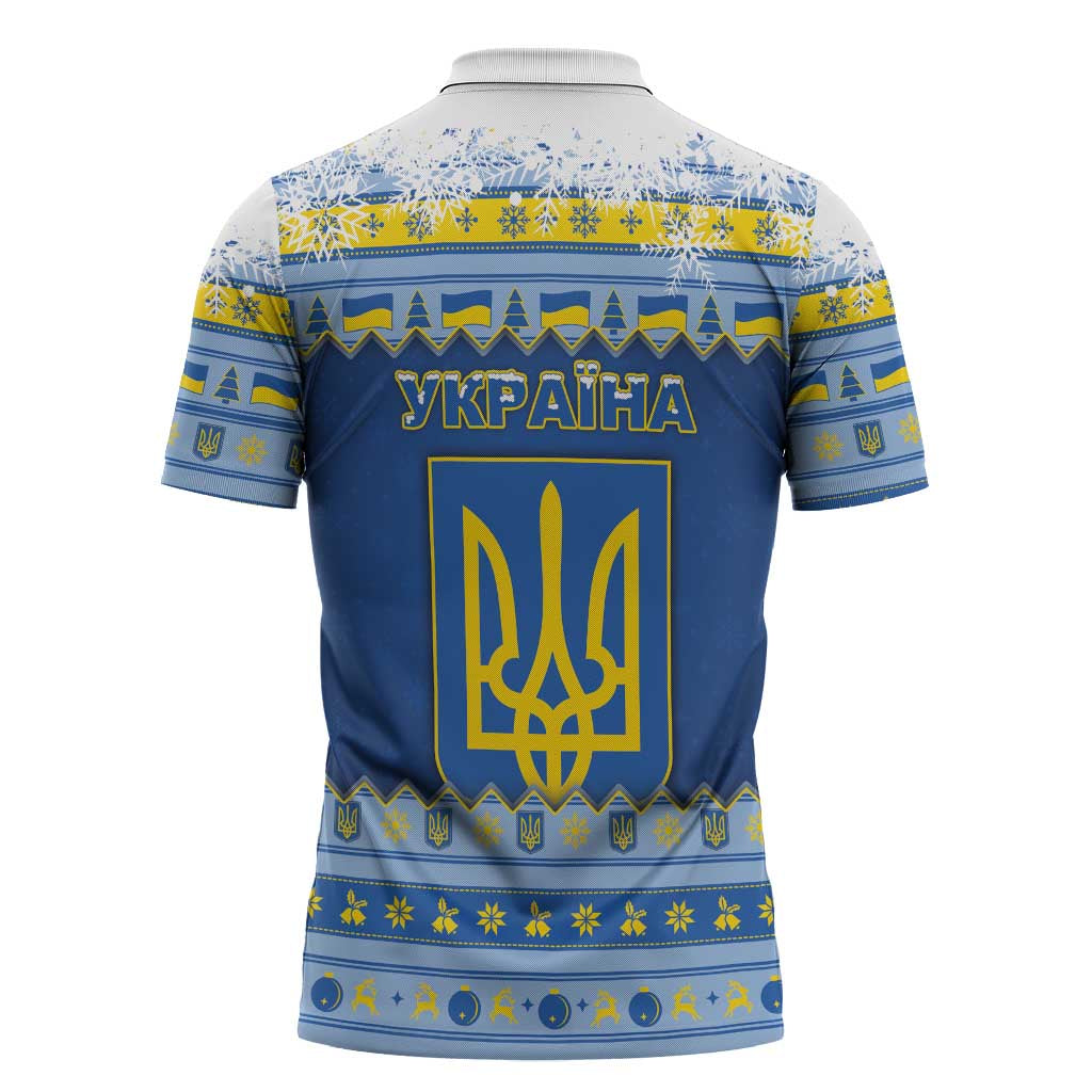 Ukraine Christmas Zipper Polo Shirt Ded Moroz And Snegurochka - Wonder Print Shop