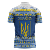 Ukraine Christmas Zipper Polo Shirt Ded Moroz And Snegurochka - Wonder Print Shop