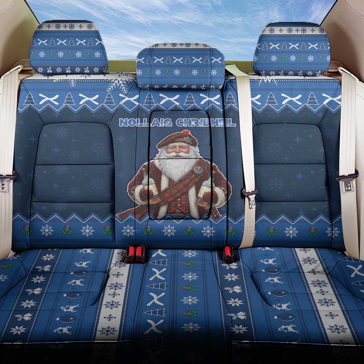 Scotland Christmas Back Car Seat Cover Scottish Santa Claus - Wonder Print Shop