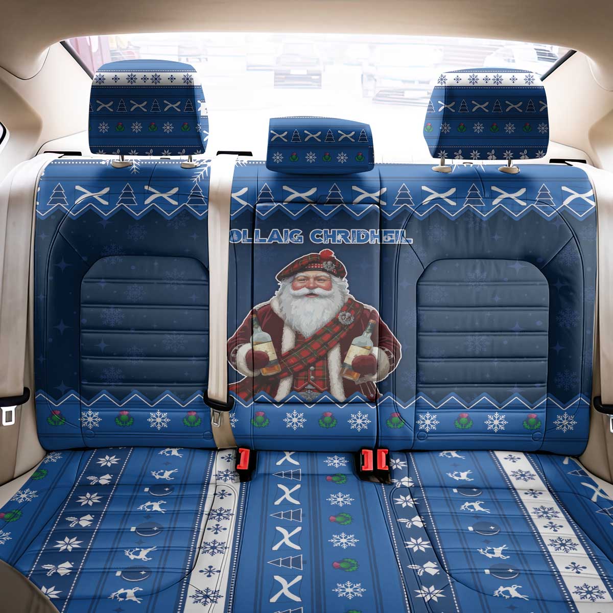 Scotland Christmas Back Car Seat Cover Scottish Santa Claus - Wonder Print Shop