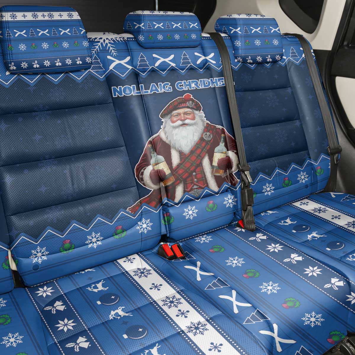 Scotland Christmas Back Car Seat Cover Scottish Santa Claus - Wonder Print Shop