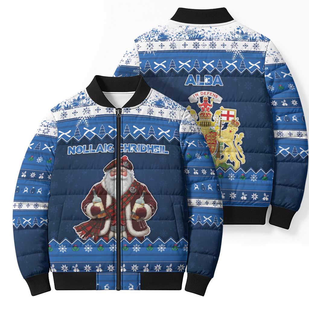 Scotland Christmas Bomber Puffer Jacket Scottish Santa Claus - Wonder Print Shop