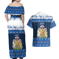 Scotland Christmas Couples Matching Off Shoulder Maxi Dress and Hawaiian Shirt Scottish Santa Claus - Wonder Print Shop