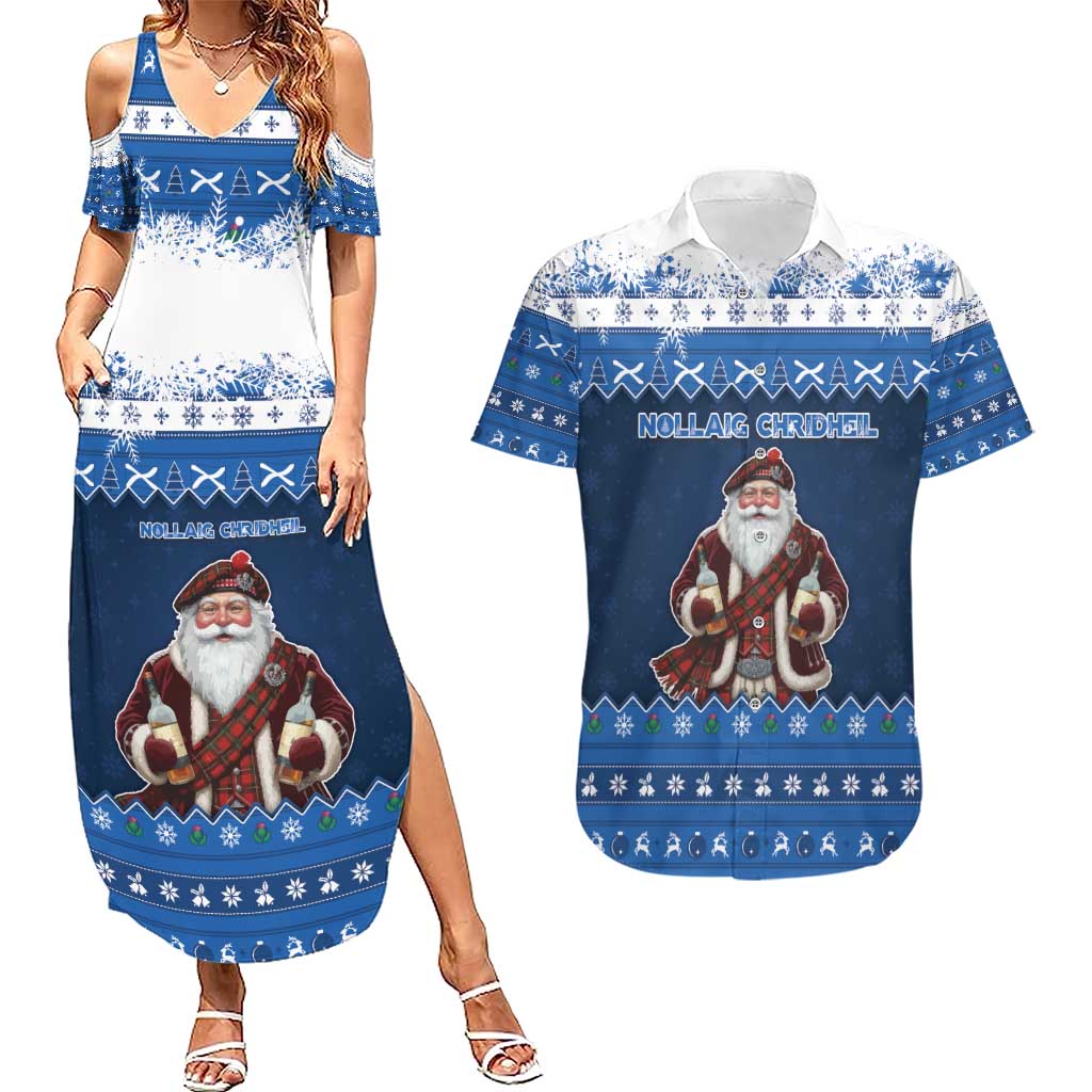 Scotland Christmas Couples Matching Summer Maxi Dress and Hawaiian Shirt Scottish Santa Claus - Wonder Print Shop