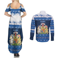 Scotland Christmas Couples Matching Summer Maxi Dress and Long Sleeve Button Shirt Scottish Santa Claus - Wonder Print Shop
