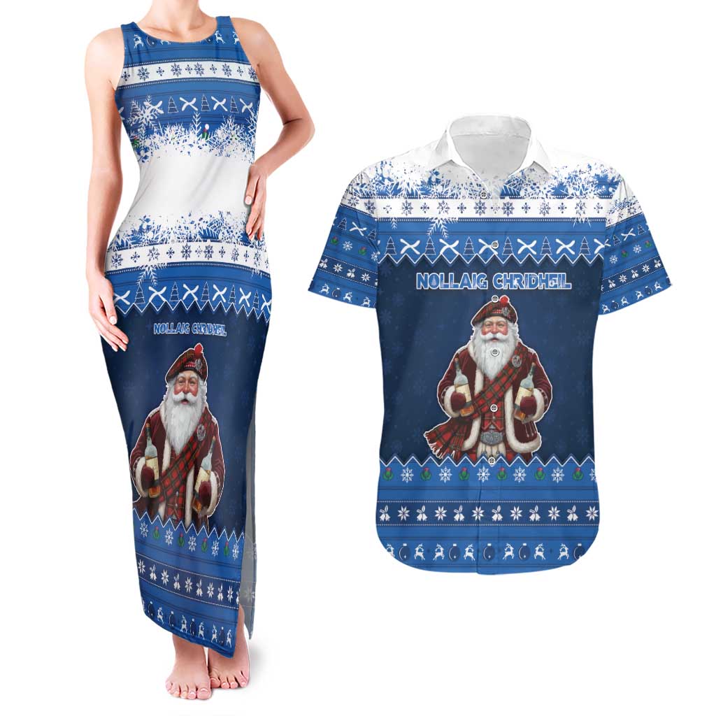 Scotland Christmas Couples Matching Tank Maxi Dress and Hawaiian Shirt Scottish Santa Claus - Wonder Print Shop
