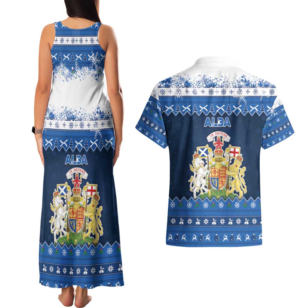 Scotland Christmas Couples Matching Tank Maxi Dress and Hawaiian Shirt Scottish Santa Claus - Wonder Print Shop