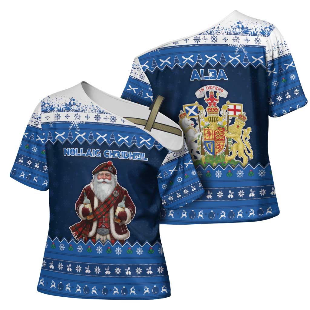 Scotland Christmas Cross Shoulder Shirt Scottish Santa Claus - Wonder Print Shop