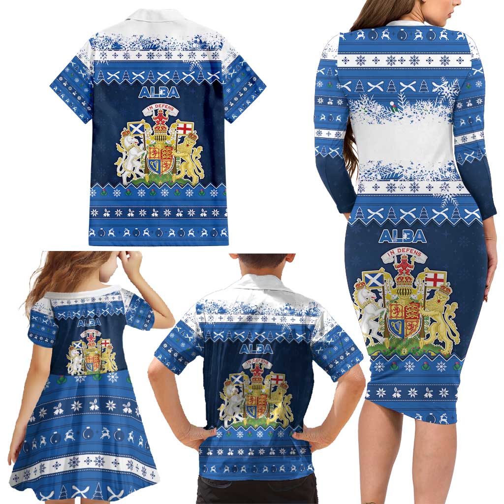Scotland Christmas Family Matching Long Sleeve Bodycon Dress and Hawaiian Shirt Scottish Santa Claus - Wonder Print Shop