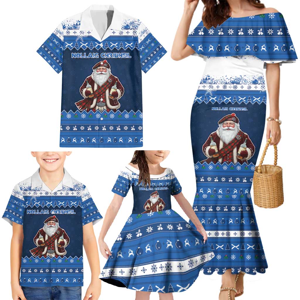 Scotland Christmas Family Matching Mermaid Dress and Hawaiian Shirt Scottish Santa Claus - Wonder Print Shop