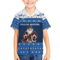 Scotland Christmas Family Matching Off The Shoulder Long Sleeve Dress and Hawaiian Shirt Scottish Santa Claus - Wonder Print Shop