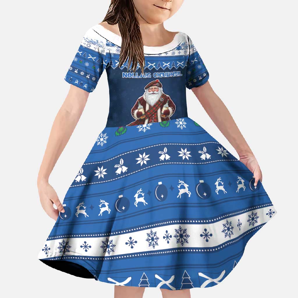 Scotland Christmas Family Matching Off Shoulder Maxi Dress and Hawaiian Shirt Scottish Santa Claus - Wonder Print Shop