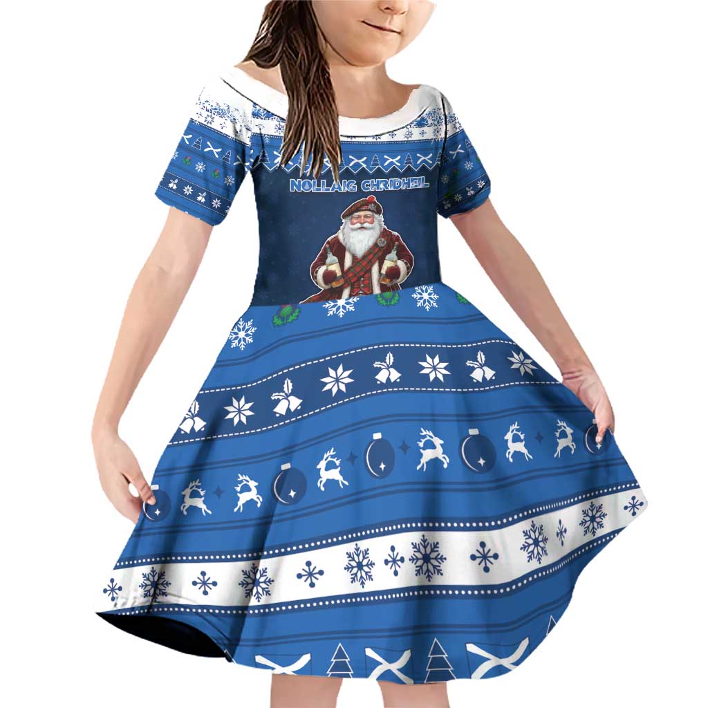 Scotland Christmas Family Matching Off Shoulder Short Dress and Hawaiian Shirt Scottish Santa Claus - Wonder Print Shop