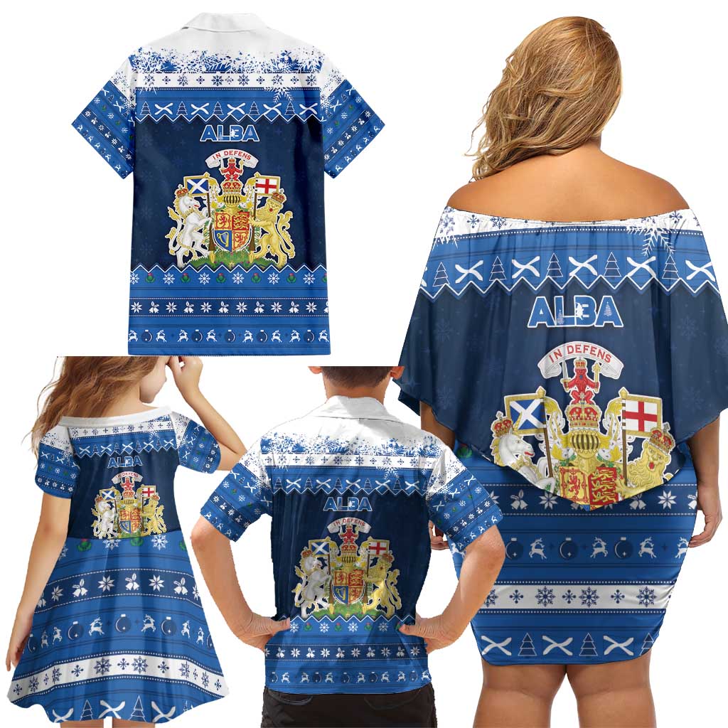 Scotland Christmas Family Matching Off Shoulder Short Dress and Hawaiian Shirt Scottish Santa Claus - Wonder Print Shop