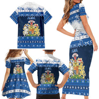 Scotland Christmas Family Matching Short Sleeve Bodycon Dress and Hawaiian Shirt Scottish Santa Claus - Wonder Print Shop