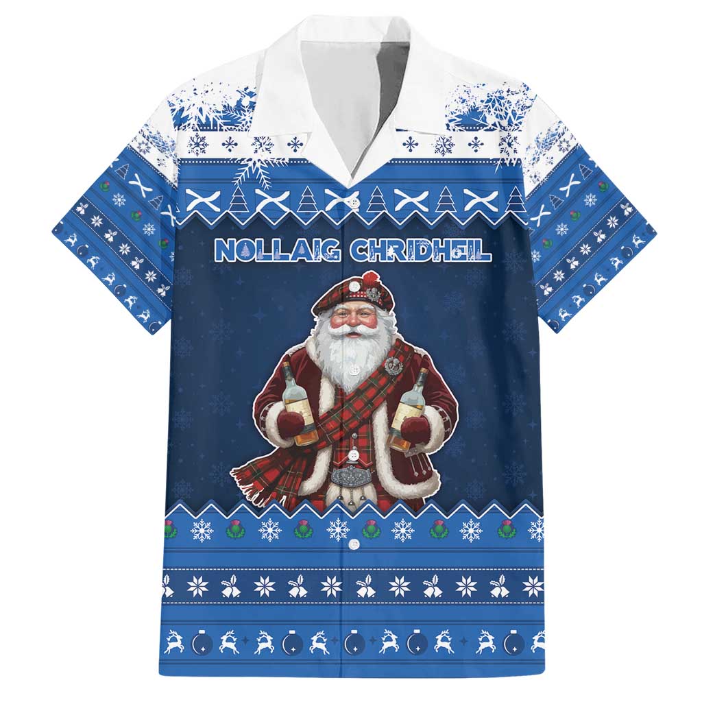 Scotland Christmas Family Matching Short Sleeve Bodycon Dress and Hawaiian Shirt Scottish Santa Claus - Wonder Print Shop
