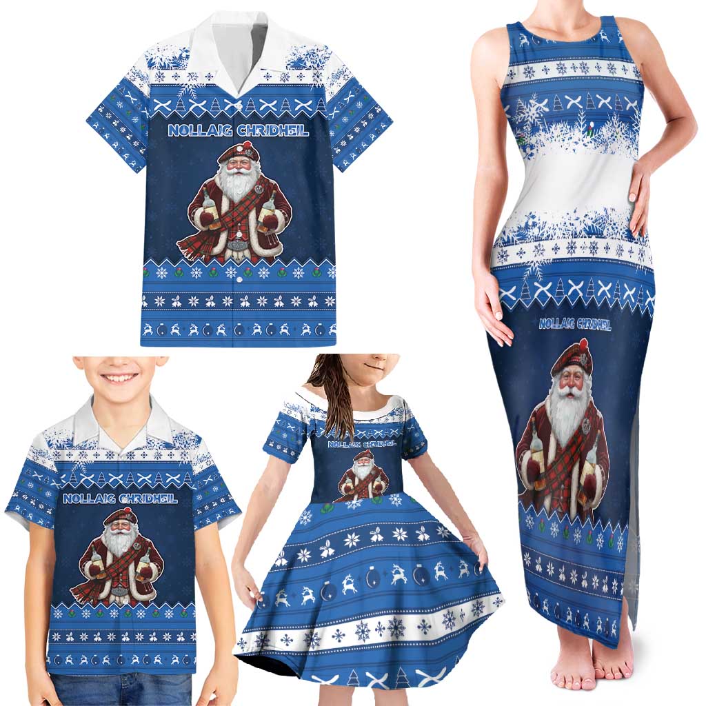Scotland Christmas Family Matching Tank Maxi Dress and Hawaiian Shirt Scottish Santa Claus - Wonder Print Shop