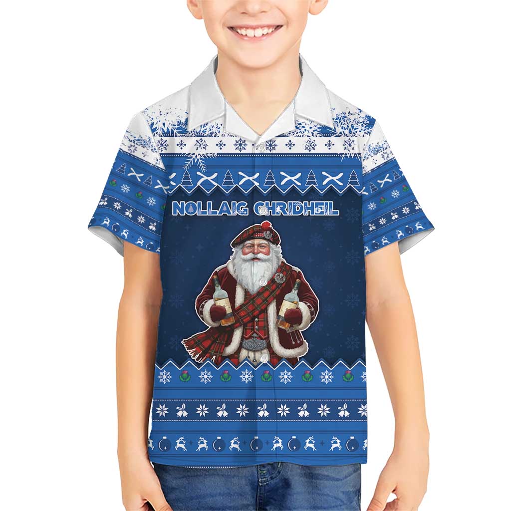 Scotland Christmas Kid Hawaiian Shirt Scottish Santa Claus - Wonder Print Shop