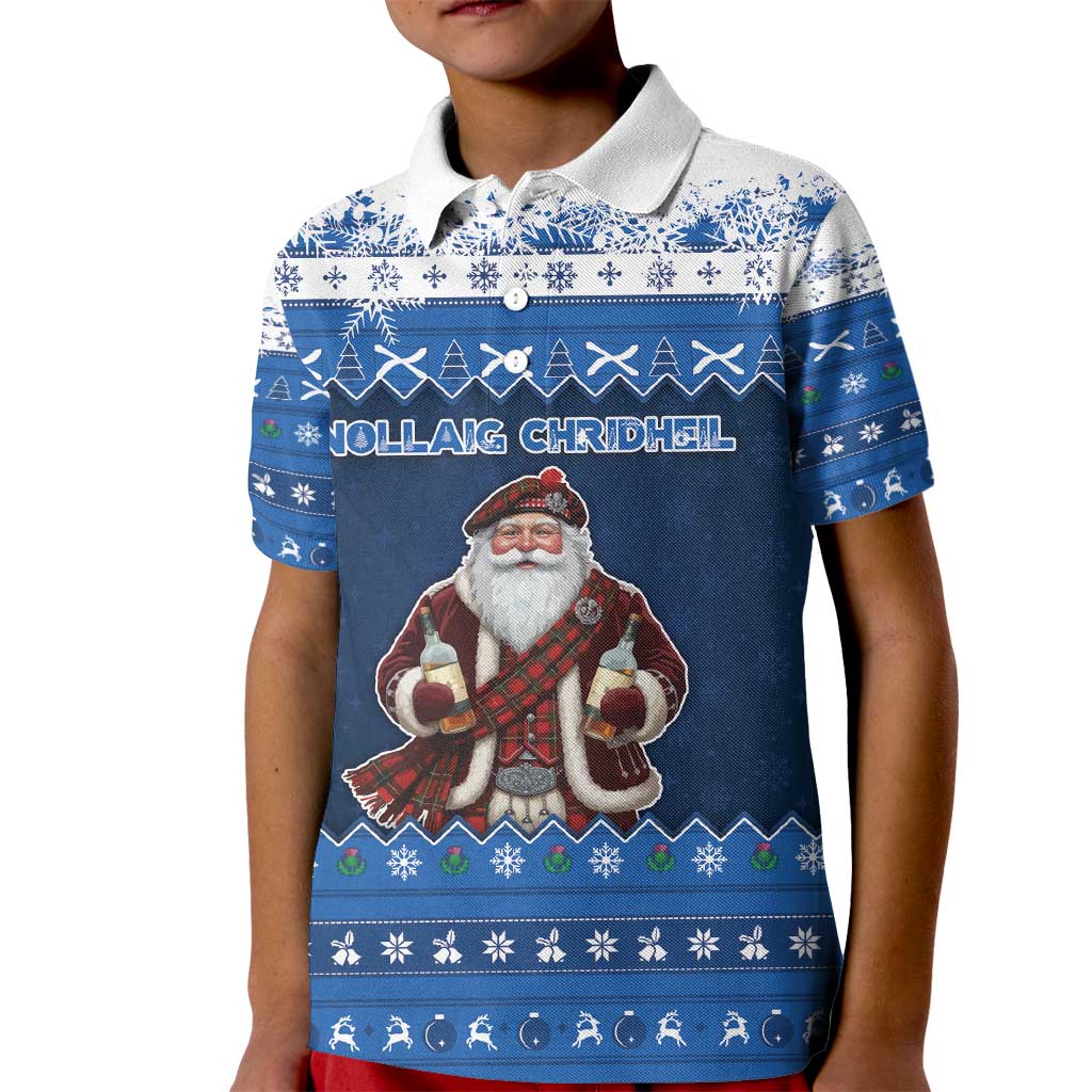 Scotland Christmas Kid Polo Shirt Scottish Santa Claus - Wonder Print Shop