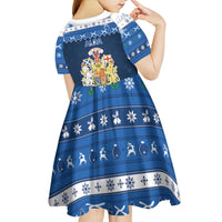 Scotland Christmas Kid Short Sleeve Dress Scottish Santa Claus - Wonder Print Shop