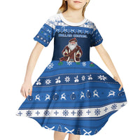 Scotland Christmas Kid Short Sleeve Dress Scottish Santa Claus - Wonder Print Shop