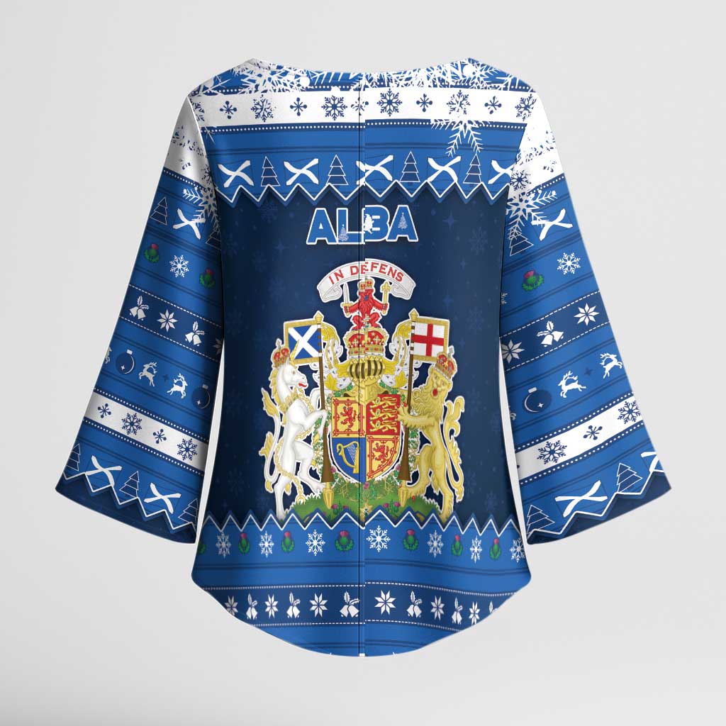 Scotland Christmas Kimono Sleeve Blouse Scottish Santa Claus - Wonder Print Shop