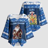 Scotland Christmas Kimono Sleeve Blouse Scottish Santa Claus - Wonder Print Shop