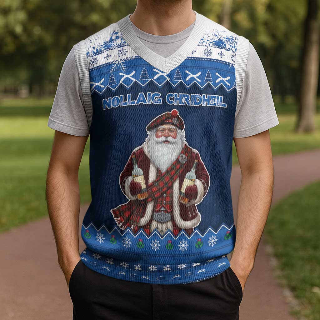 Scotland Christmas Knitted V-Neck Vest Scottish Santa Claus - Wonder Print Shop