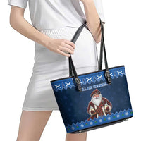 Scotland Christmas Leather Tote Bag Scottish Santa Claus - Wonder Print Shop