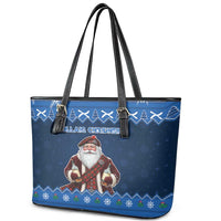 Scotland Christmas Leather Tote Bag Scottish Santa Claus - Wonder Print Shop