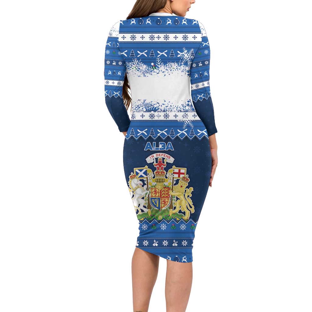 Scotland Christmas Long Sleeve Bodycon Dress Scottish Santa Claus - Wonder Print Shop