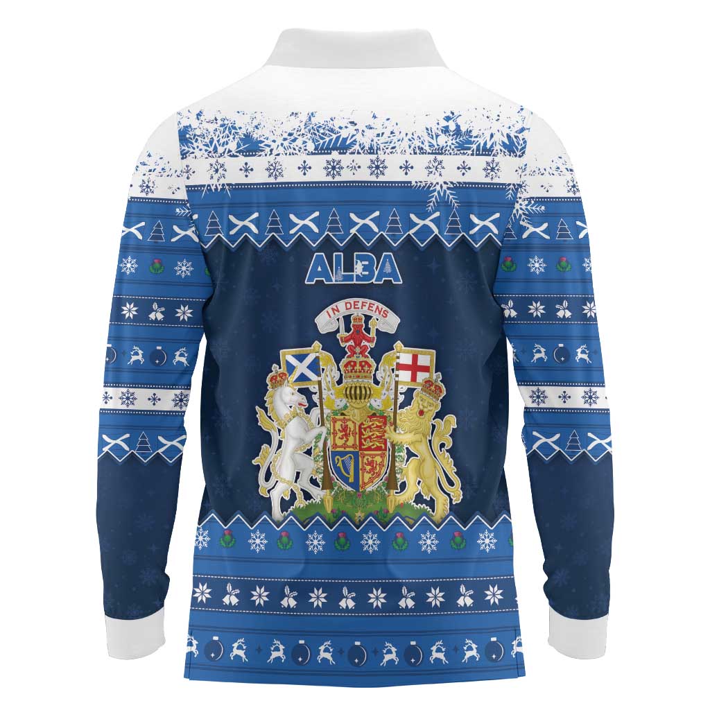 Scotland Christmas Long Sleeve Polo Shirt Scottish Santa Claus - Wonder Print Shop