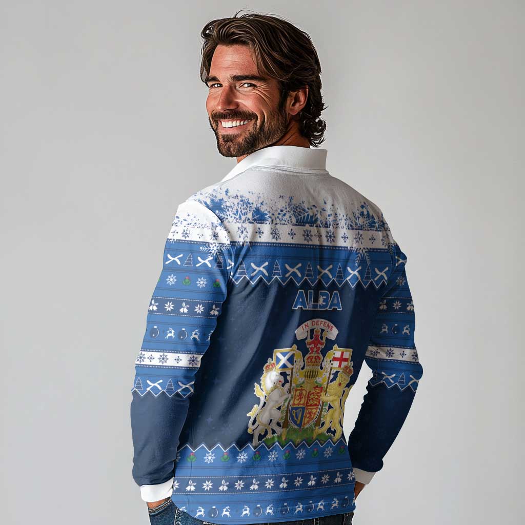 Scotland Christmas Long Sleeve Polo Shirt Scottish Santa Claus - Wonder Print Shop