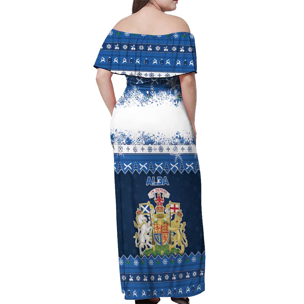 Scotland Christmas Off Shoulder Maxi Dress Scottish Santa Claus - Wonder Print Shop