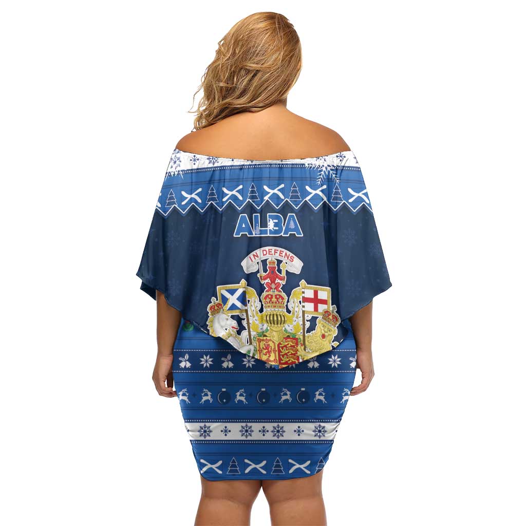 Scotland Christmas Off Shoulder Short Dress Scottish Santa Claus - Wonder Print Shop