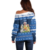 Scotland Christmas Off Shoulder Sweater Scottish Santa Claus - Wonder Print Shop