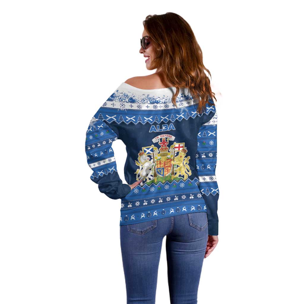 Scotland Christmas Off Shoulder Sweater Scottish Santa Claus - Wonder Print Shop