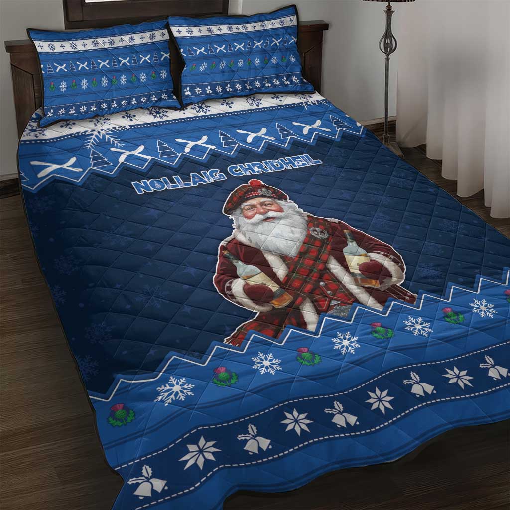 Scotland Christmas Quilt Bed Set Scottish Santa Claus - Wonder Print Shop