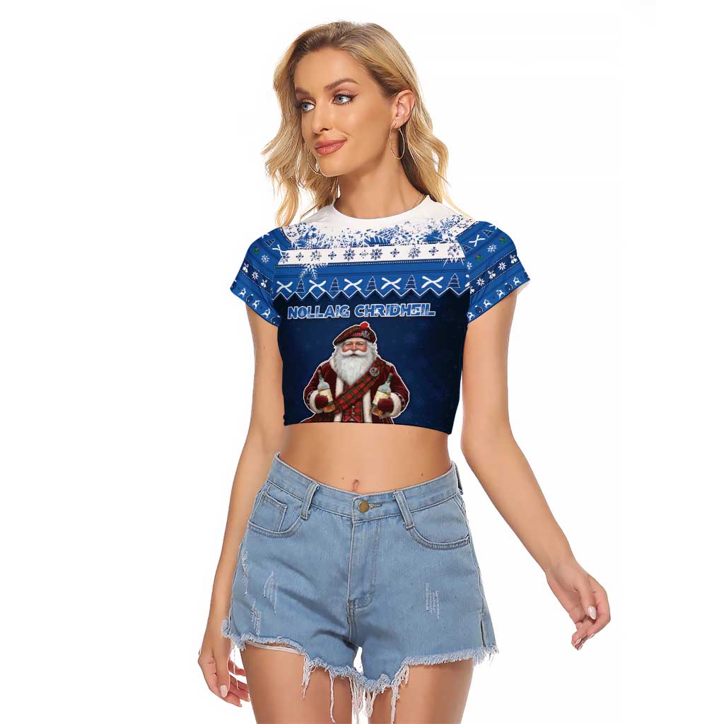 Scotland Christmas Raglan Cropped T Shirt Scottish Santa Claus - Wonder Print Shop