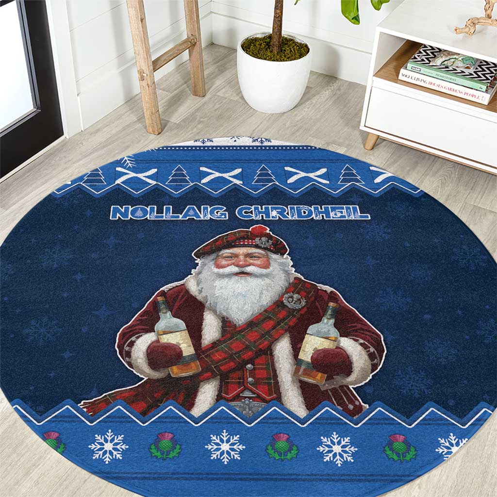 Scotland Christmas Round Carpet Scottish Santa Claus - Wonder Print Shop