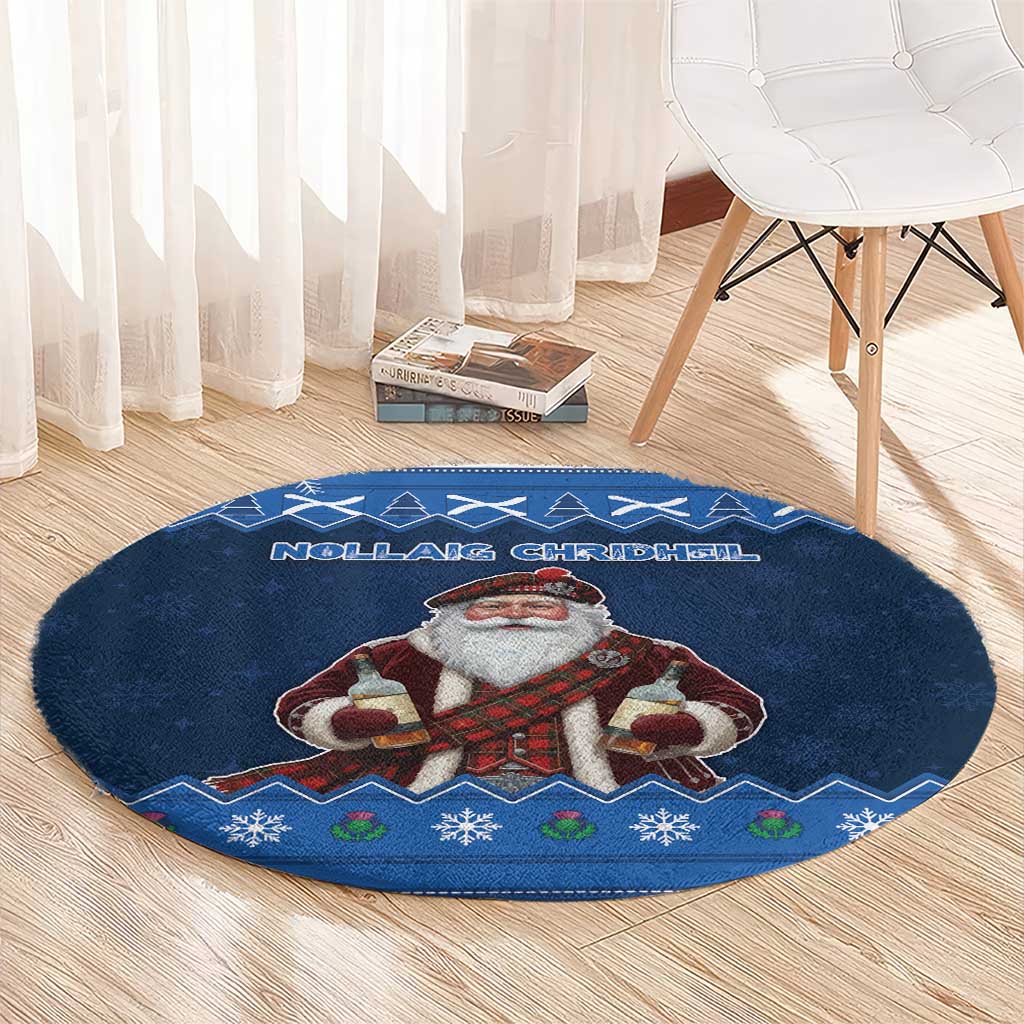Scotland Christmas Round Carpet Scottish Santa Claus - Wonder Print Shop