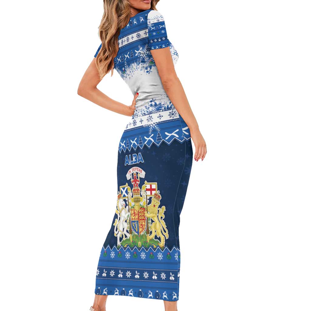 Scotland Christmas Short Sleeve Bodycon Dress Scottish Santa Claus - Wonder Print Shop