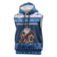 Scotland Christmas Sleeveless Hoodie Scottish Santa Claus - Wonder Print Shop