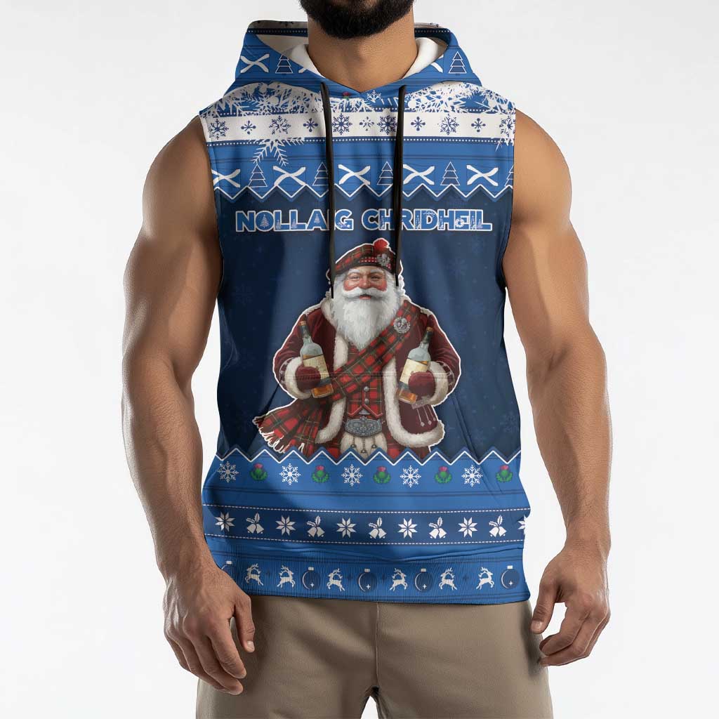 Scotland Christmas Sleeveless Hoodie Scottish Santa Claus - Wonder Print Shop