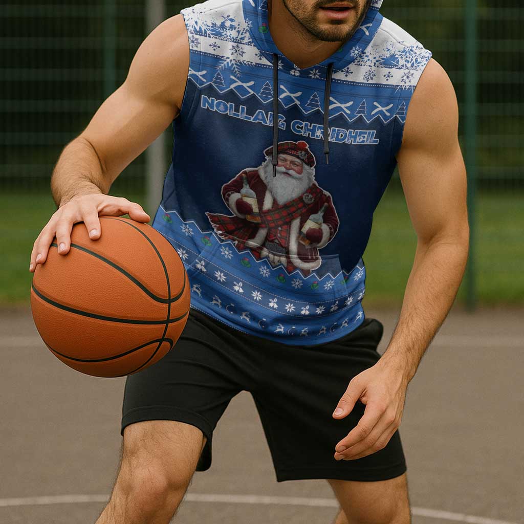 Scotland Christmas Sleeveless Hoodie Scottish Santa Claus - Wonder Print Shop